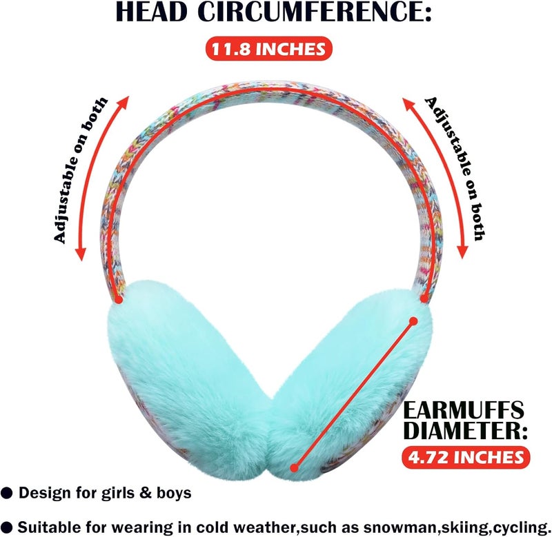 EDCYF Kids Knit EarMuffs Plush Warm Ear Muffs Winter Cold Weather Ear Warmer for Boys Girls - Image 2